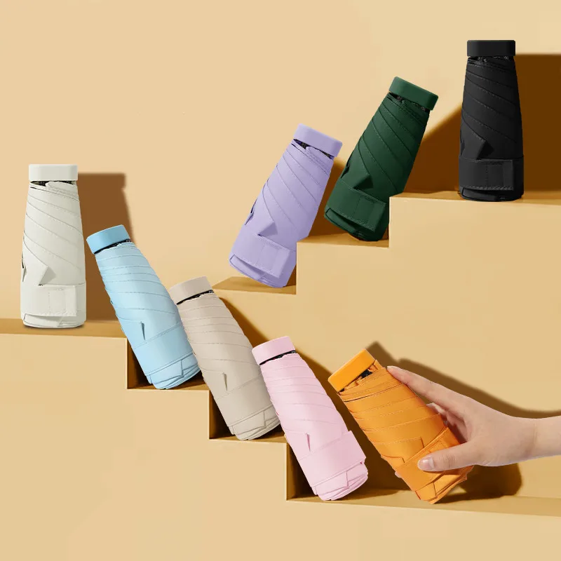 custom logo 6 Fold Mini Travel Small 5 Folding Pocket Umbrella