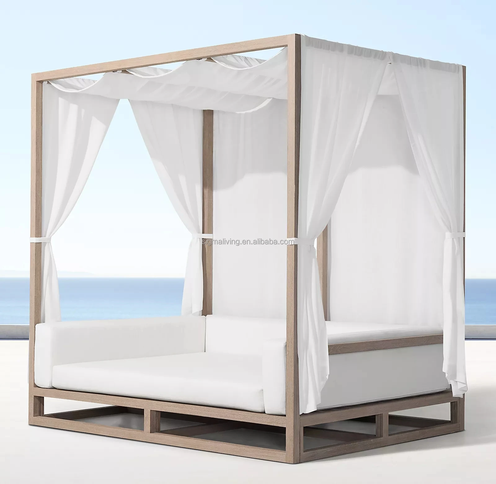 Patio Furniture Outdoor Teak Lounge Bed Cover Roof Modern Outdoor Daybed for Sale Custom Garden Beach Outdoor,sun Lounger