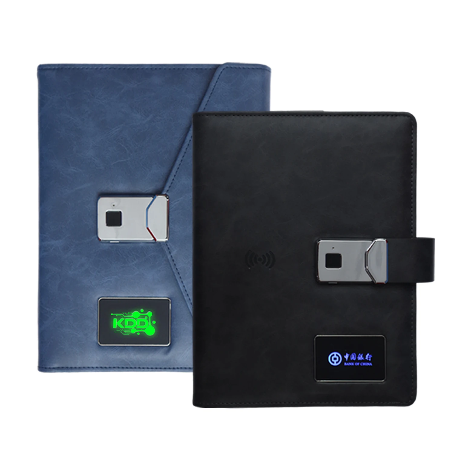 Multifunction use fingerprint to unlock PUleather notepad 8000mAh 1000colors A5 Size Wireless Charger Power Bank Diary Notebook