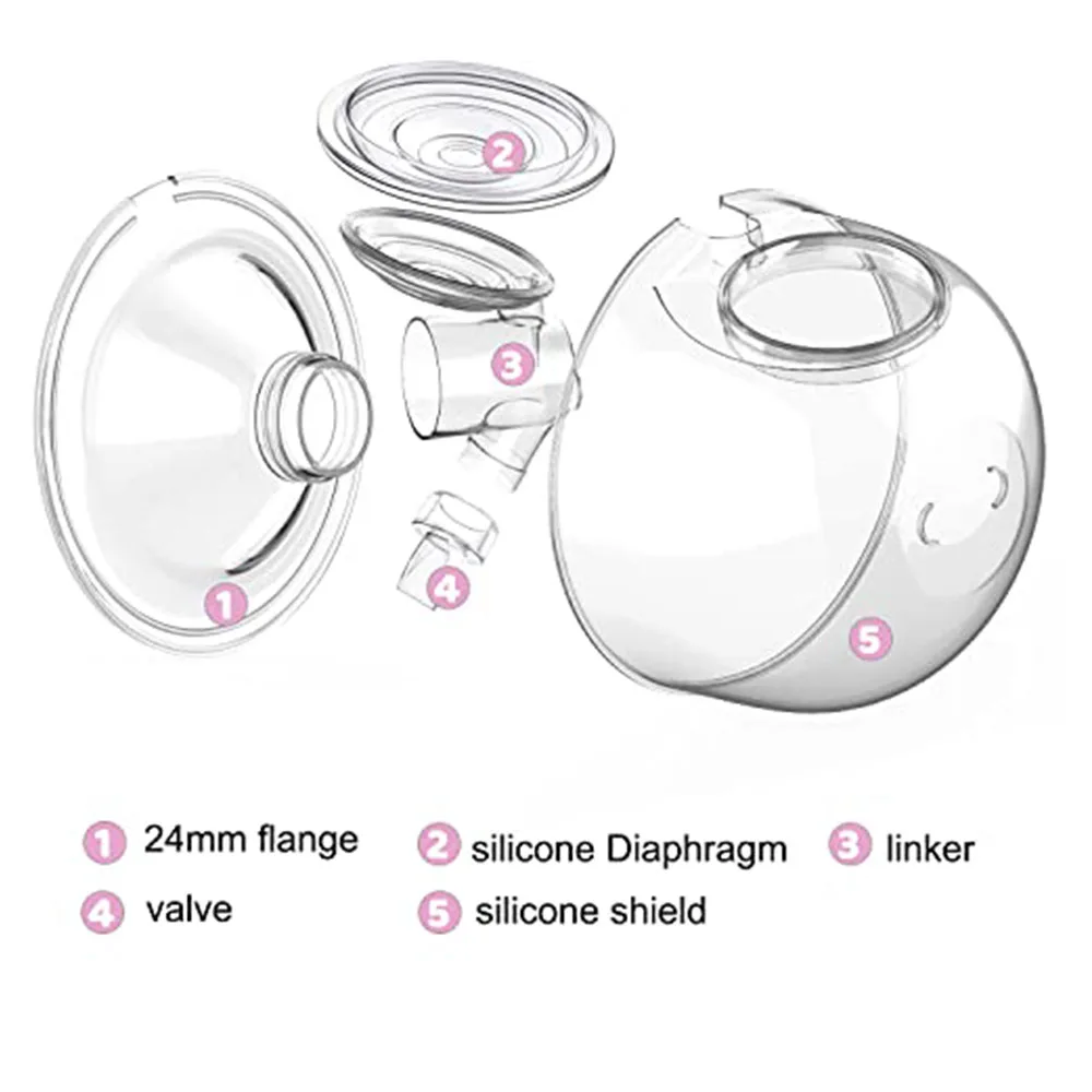 Wearable Breast Pump Accessories,Compatible with 24mm S9/S12 Upgrade Duckbill Valve with Free Rotation Milk Collector Cup Part