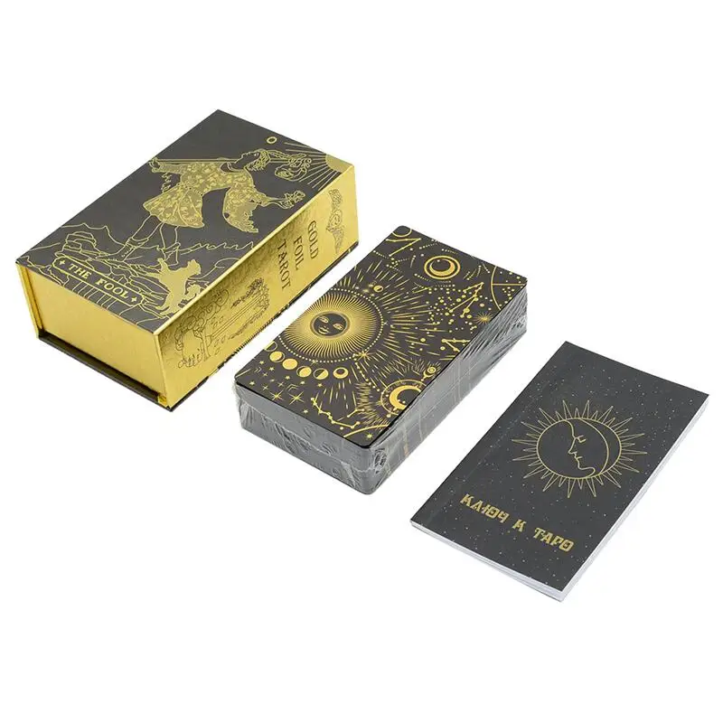 Super High Quality Luxury Gold Foil Russian Tarot Cards With Guide Book Russian Language Tarot Cards in  Classic Oracle Card