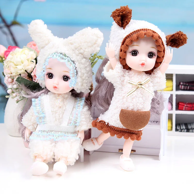 16cm BJD Doll Full Set 13 Moveable Joint Dolls Cartoon Dress Bjd Toy Smile Face Newest Dress Make Up Toys Girls Gift Dolls
