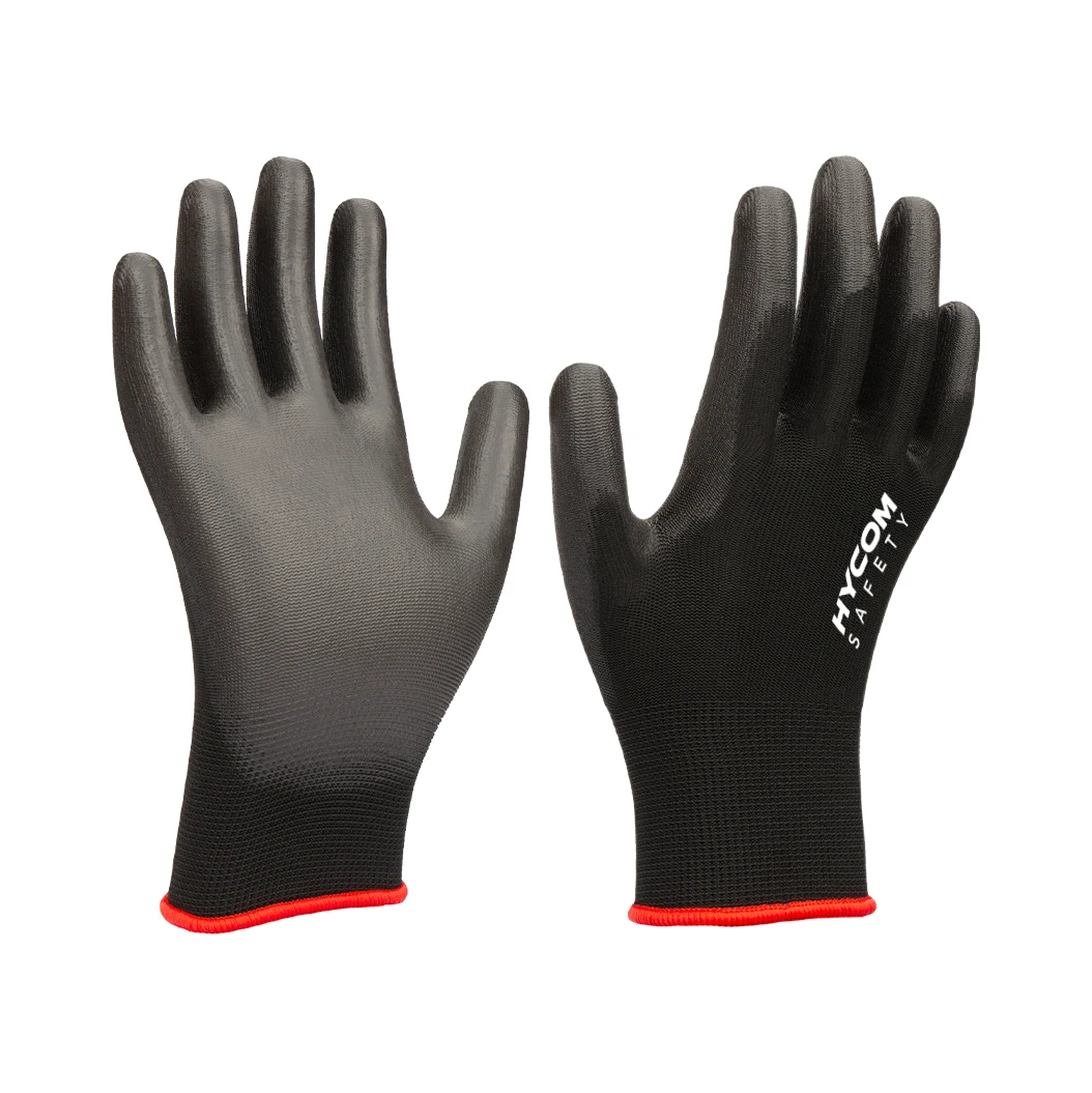 Черные дышащие рабочие перчатки HYCOM P13P EN388 4131, ультратонкие рабочие перчатки из искусственной кожи с защитным покрытием для легкой работы