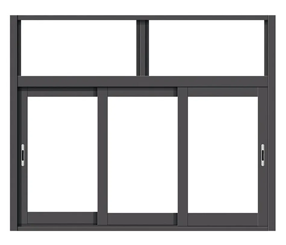 Grey Color Aluminum Sliding Windows With Double Glass And Hook Lock For Home