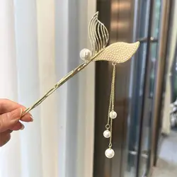 2022 new high-end beauty fish tail tassel hair hairpin pearl rhinestone chinese hairpin hair stick