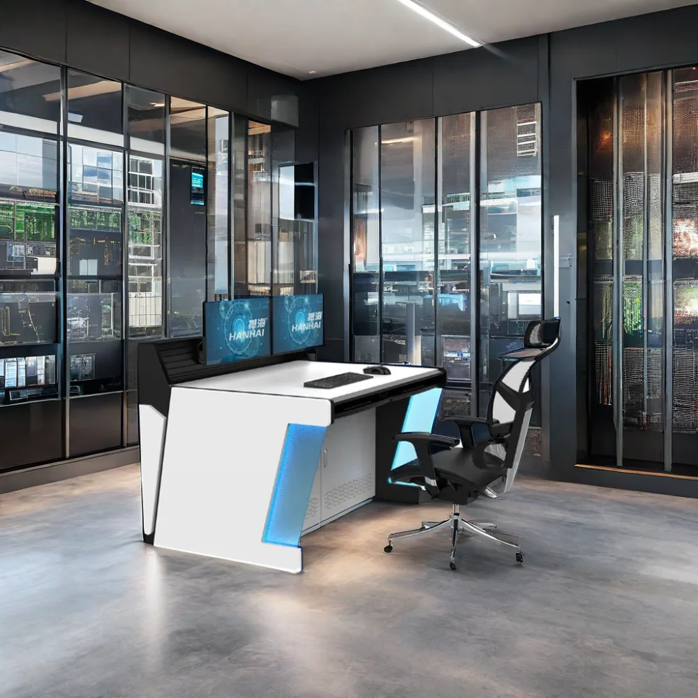 Industrial Design Security Command Center Console Table Control Room Operator Table Made Durable HPL Material Office Buildings