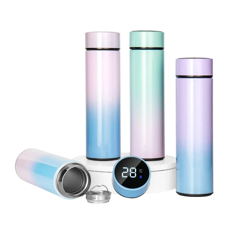 17oz Led Temperature Display Double Walled 304 Stainless Steel Thermo Reminder To Drink Vacuum Flasks Smart Water Bottle