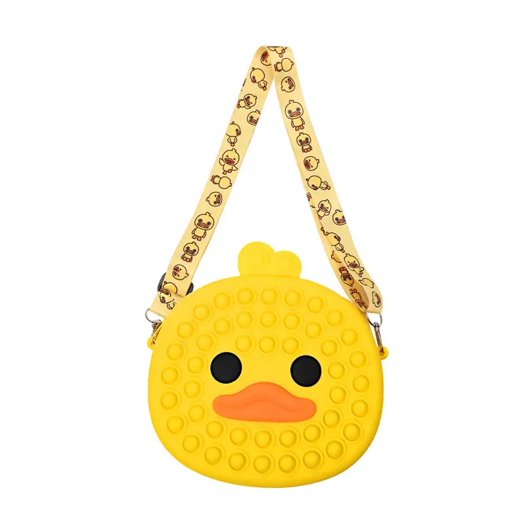 Children push pop bubble crossbody duck fidget bag stylish girls pop it sling bag