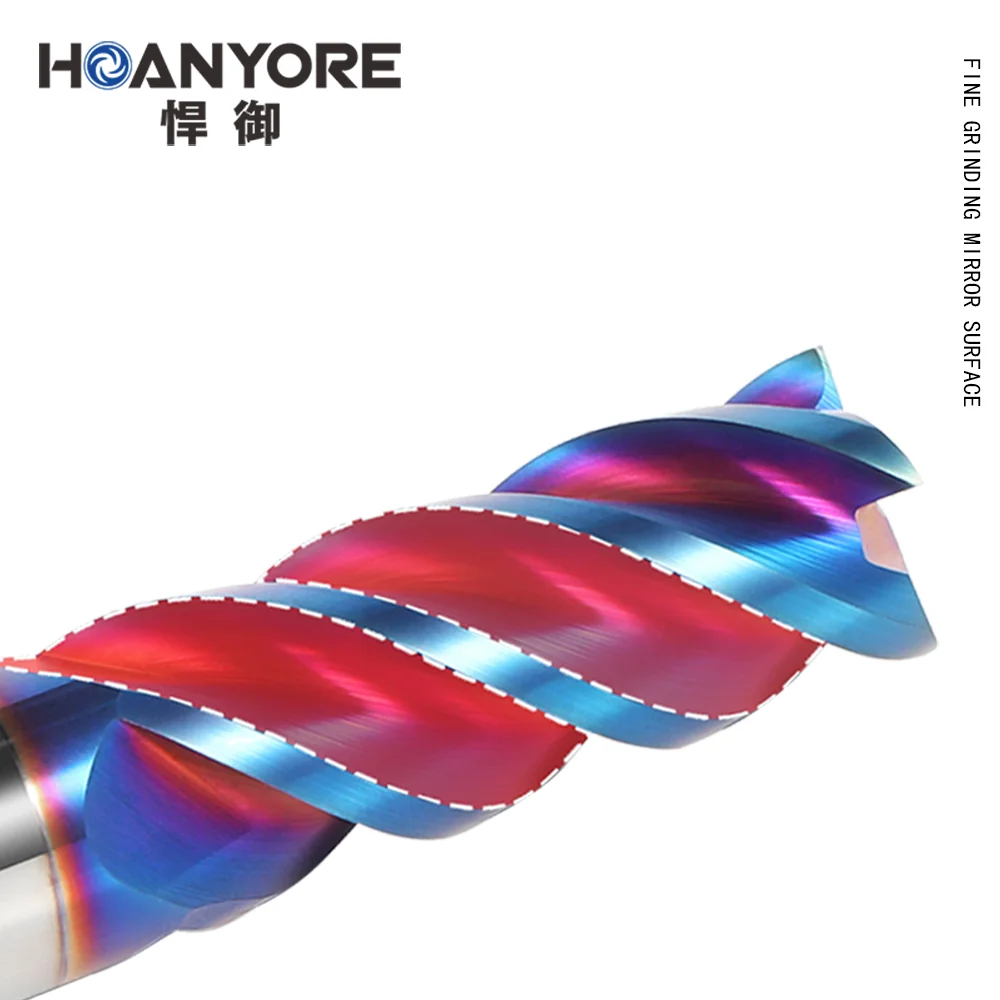 HOANYORE 1.0x3x4x50  Nano Blue 4 Flute Face Mill End Mill Convex Mill