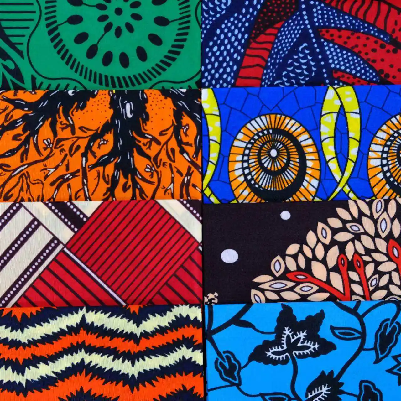 Factory Supply African Wax Prints 100% Cotton Fabric 6 Yards Woven Plain Custom Printed Double Wax Fabric