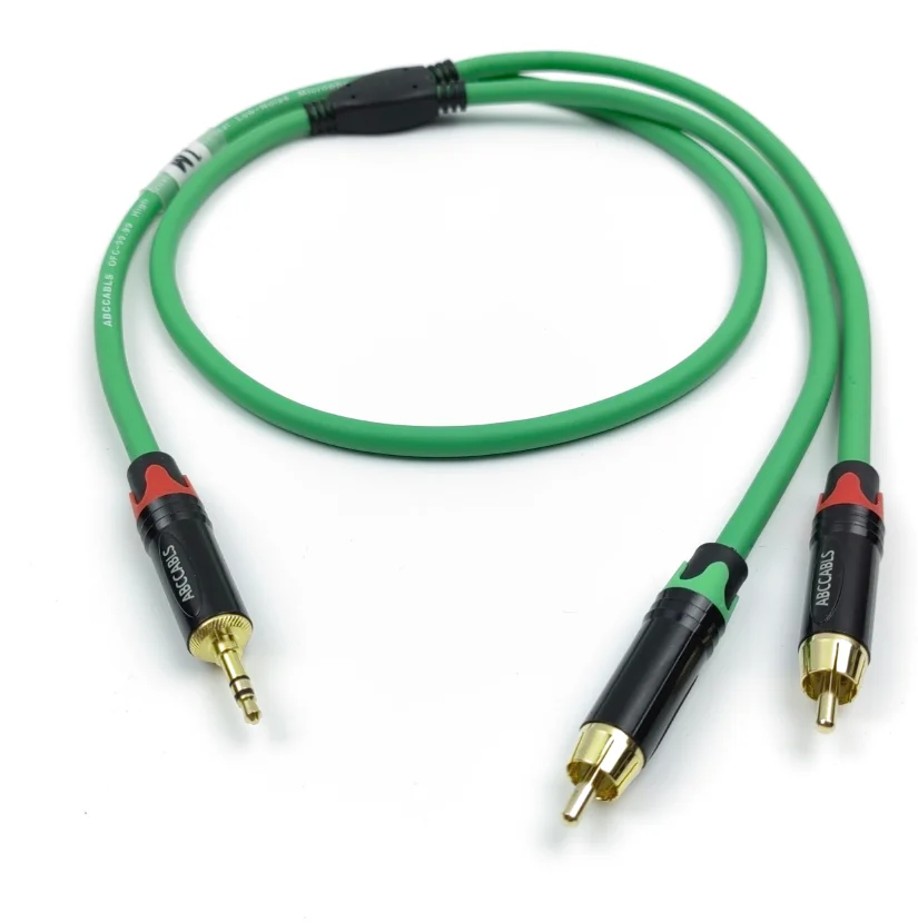 3.5mm 1/8 inch TRS Dual 6.35 1/4 TS Audio Cable 2m Y-Splitter RCA Adapter OFC Gold Plated Connector Speakers Microphones