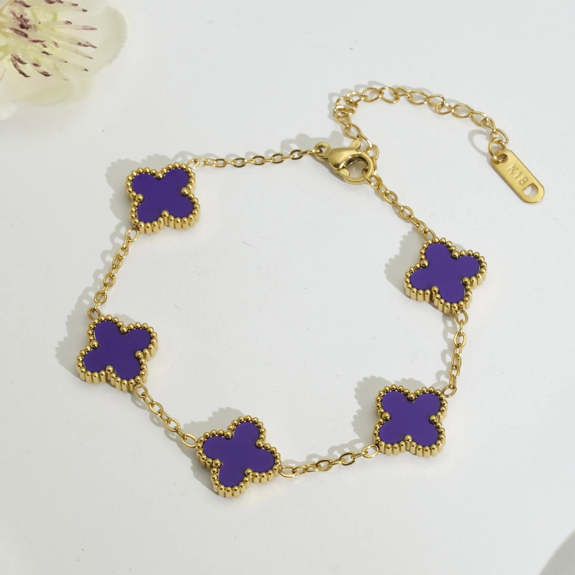 Stainless steel Light Luxury Classic Stainless Steel 4 Leaf Men Women Clover Bracelet 18k Gold Necklace