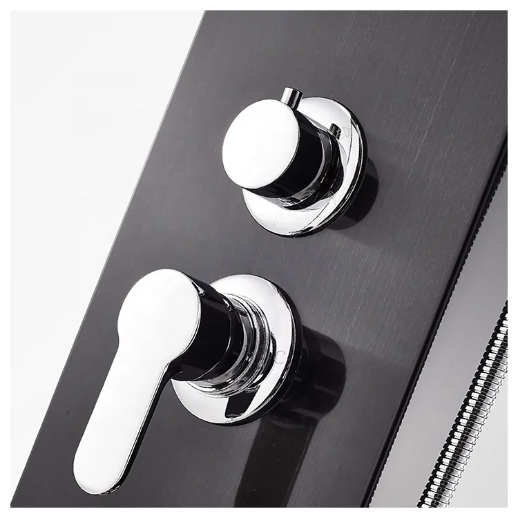stainless steel bathroom black shower panel with massage jets