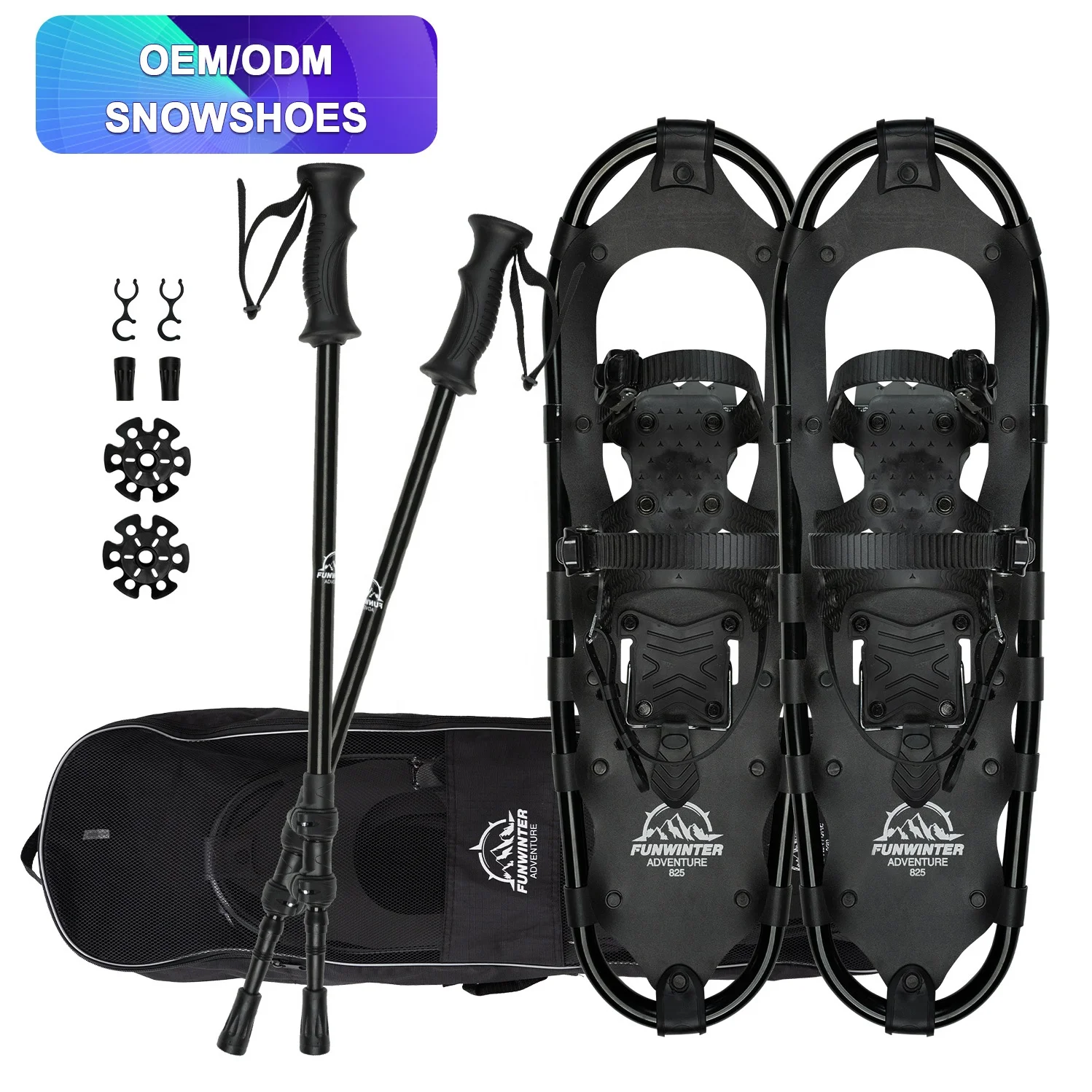 FUNWINTER OEM/ODM SNOWSHOES 25' Snow Walking Aluminum Snowshoes Adventure Winter Outdoor custom Hiking Trekking