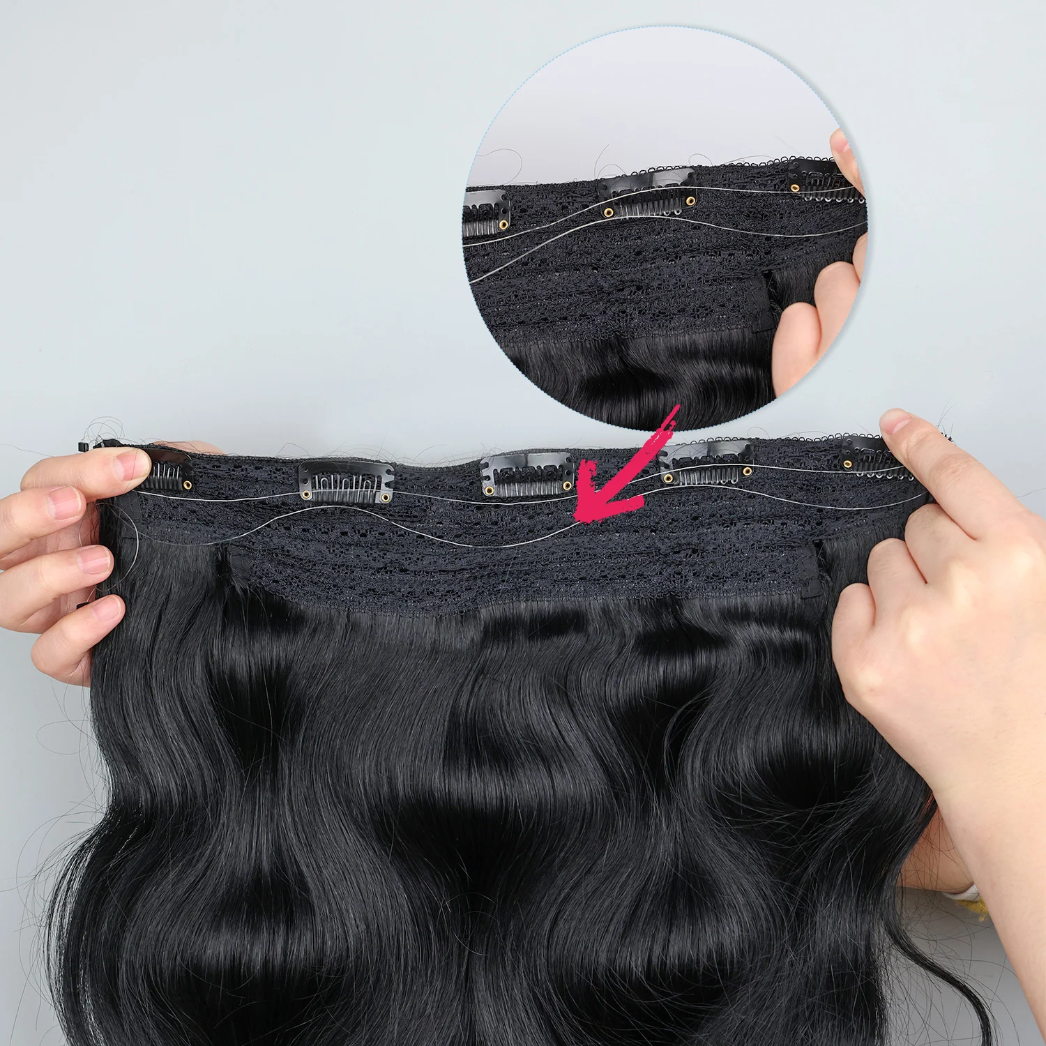 Silky Straight Clip in Hair With Fish Line One Piece Halo Invisible Headband Wire Remy Halo Hair Extensions Human Hair
