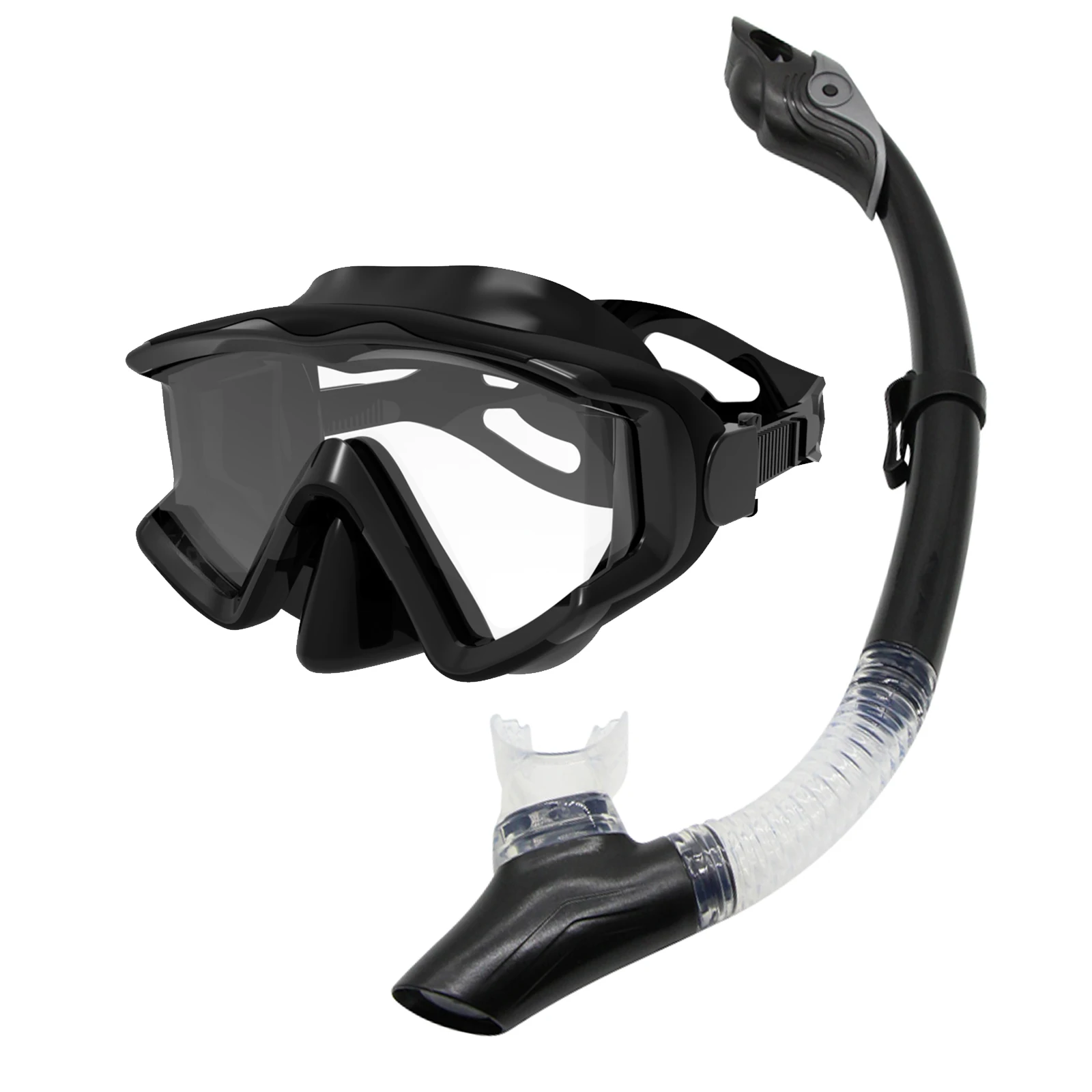 ODM OEM swim equipment source manufacturer tempered glass silicone diving mask and snorkel gear set for Adult