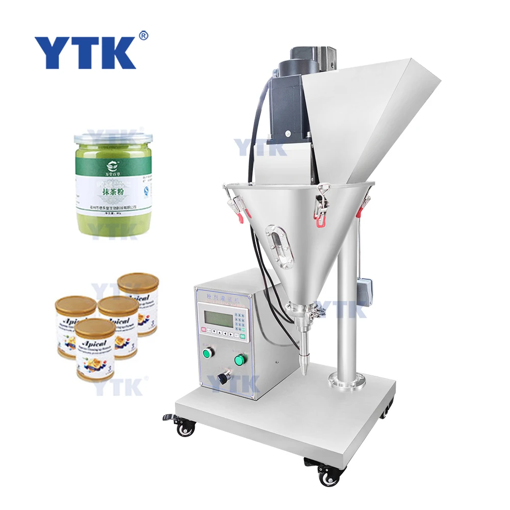 YTK-TPF100 Semi auto coffee flour chili spice milk powder demo sample bottle vial filling machine, high accuracy screw filler