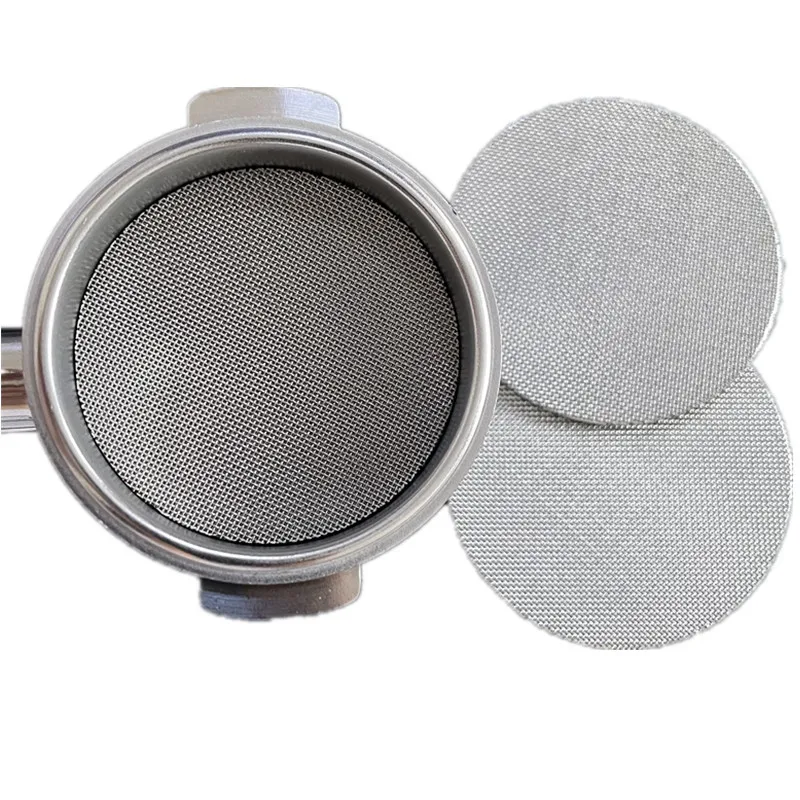 51/53.5/58.5mm 1.0mm 1.7mm 100 150 Micron Reusable 304 316 Stainless Steel Fine Coffee Filter Mesh Espresso Puck Screen