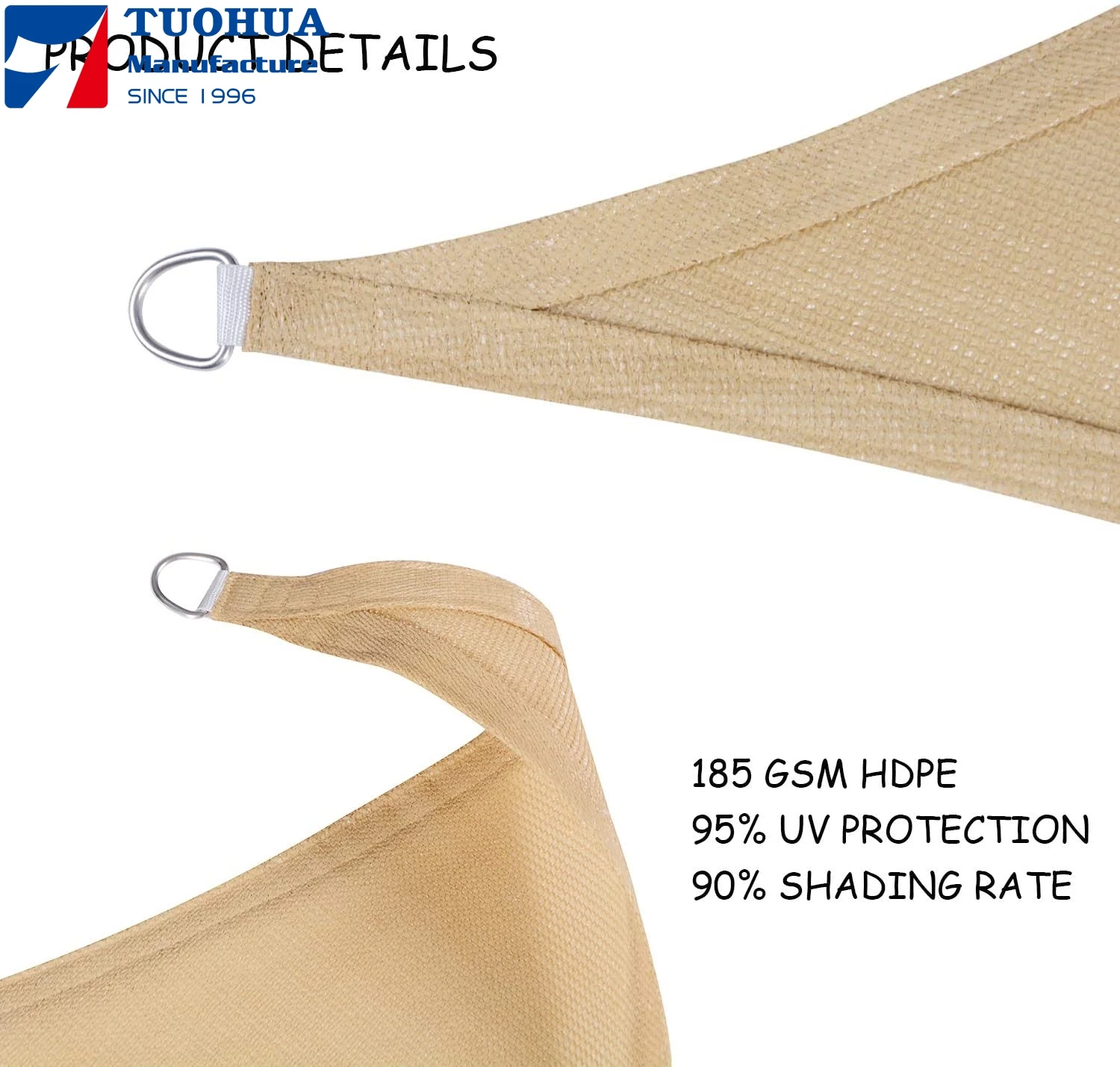 UV block 185 gsm rectangle shade sail for patio garden outdoor