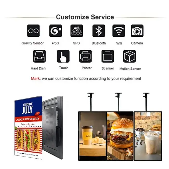21.5 Inch Hanging Digital Menu Board Sign Billboard Advertising Menu display screen for fast food restaurants