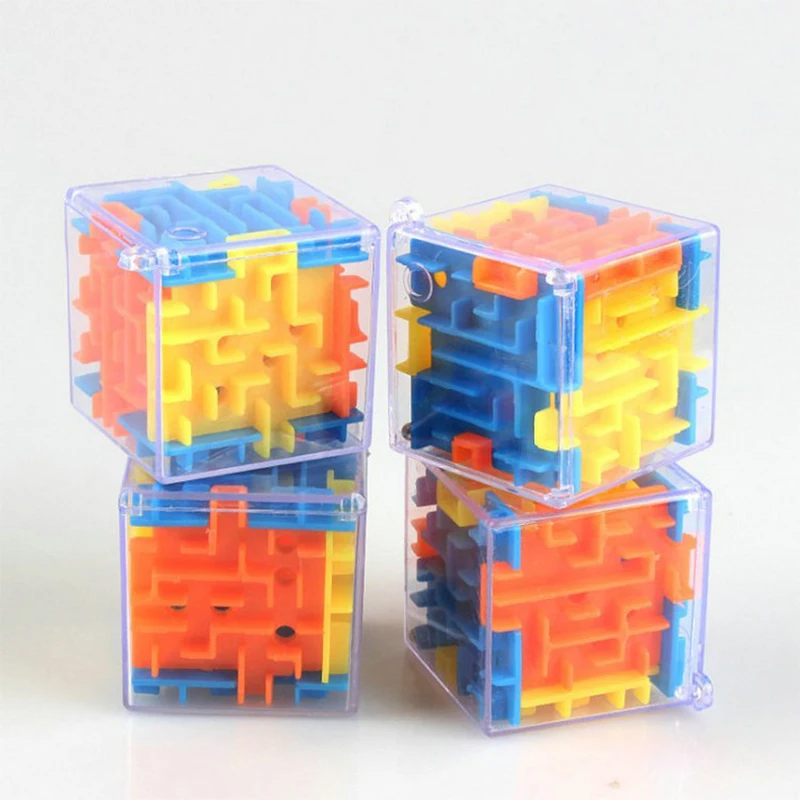 Hot Sale 3D Magic Cube Maze Plastic Puzzle with Steel Ball Intelligent Educational 3D Magic Cube Toy for Kids