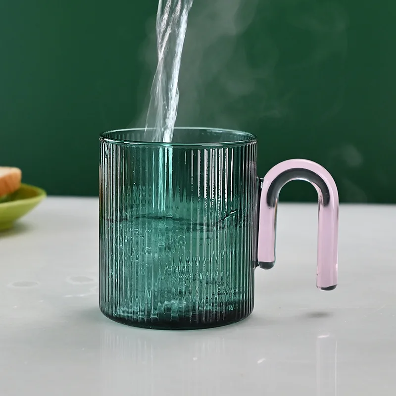 Wholesale 350ml Coffee Cups Reusable Heat Resistant Tinted Glass Cup Aesthetic Tea Cups Restaurant Glassware