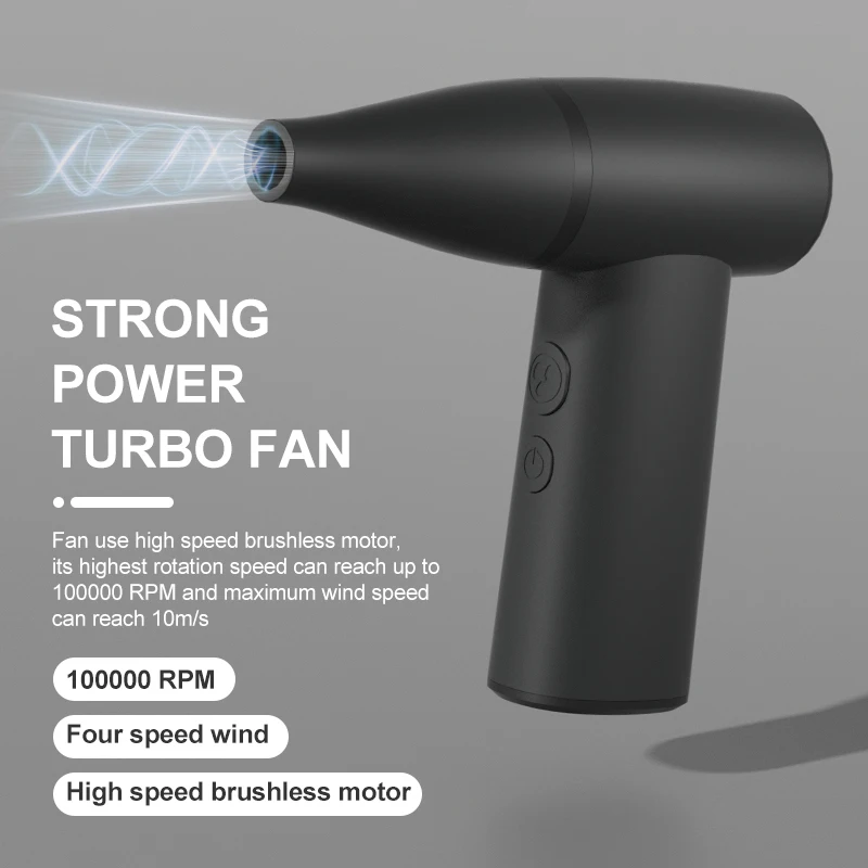 Перезаряжаемый беспроводной воздушный пылесос 100000 об/мин ручной Мощный мини-Турбо-вентилятор с высокоскоростным вентилятором