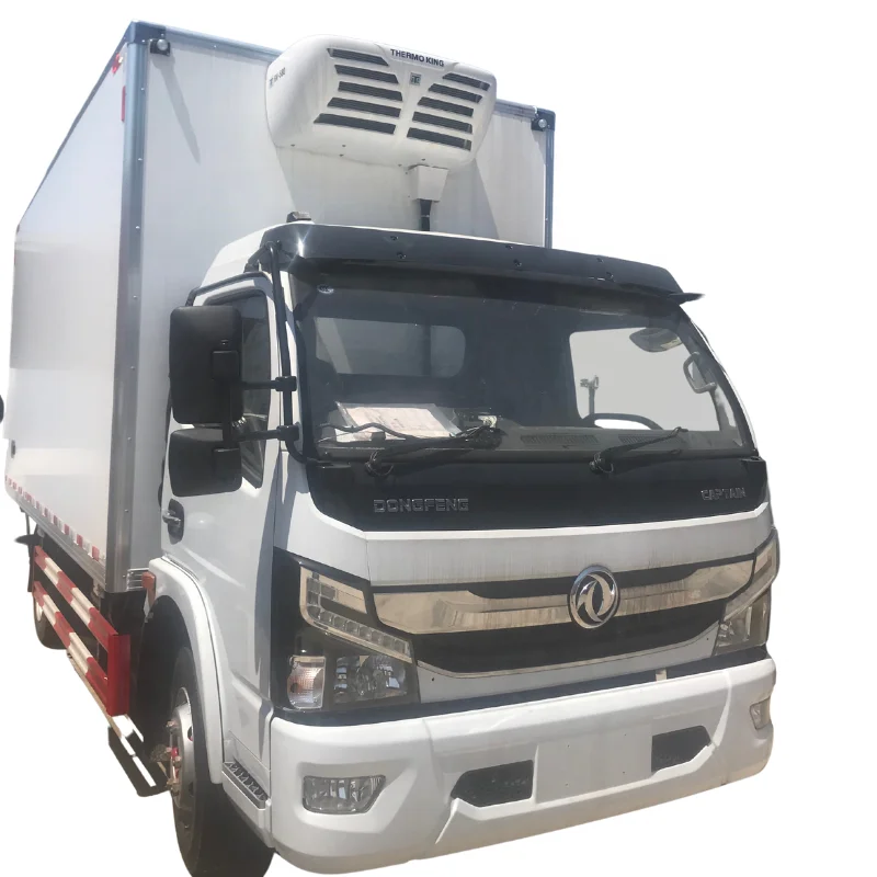 refined Chinamade 4Tons dongfeng reefer van box truck for Philippines Euro 4 diesel small new THERMO KING refrigerated truck