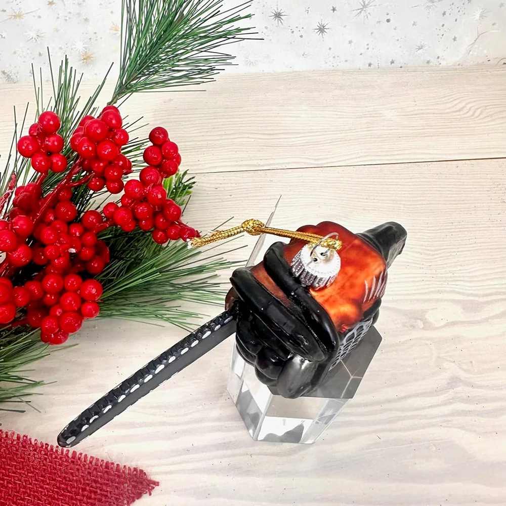 Holiday Hand Blown Glass Tool Hanging Decor chainsaw shape Christmas Tree Gift Ornaments Eco-friendly