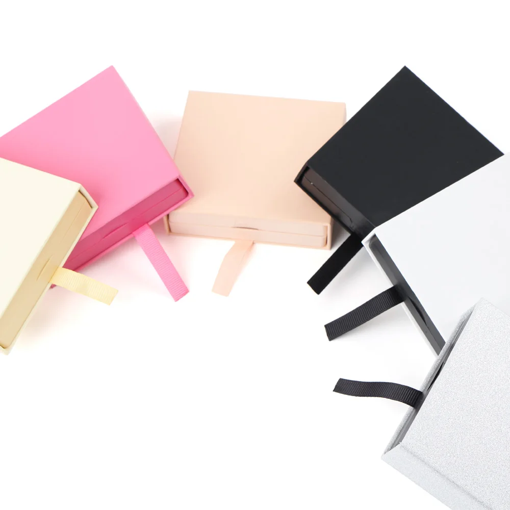 Personalized Custom Logo Square Paper Gift Boxes with Clear Plastic Tray for Packing Press on Nails Eyelash and Jewelry