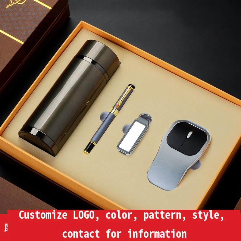 unique products Pen USB Power Bank Notebook Flask Luxury Fashion Gift Set for Wedding Guests promotional products for business