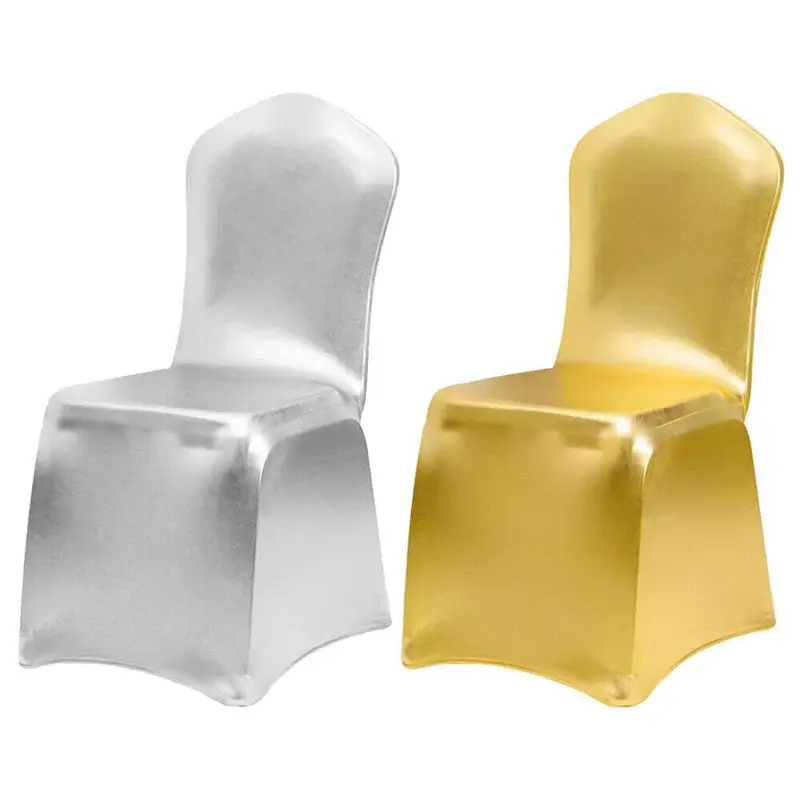 Shiny Wedding Party Hotel Banquet Chair Decorations Metallic Spandex Chair Cover