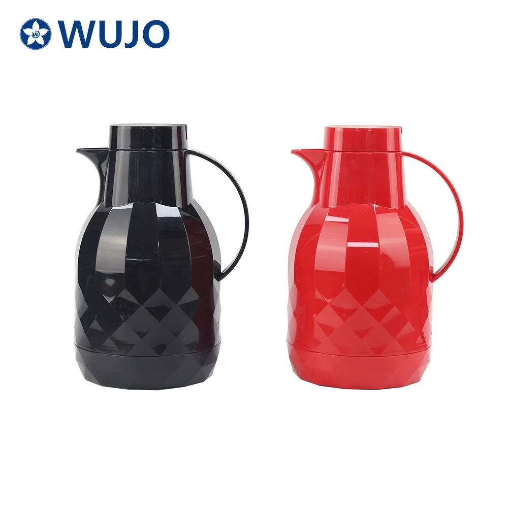 WUJO 24hr 2L HOT COLD THERMAL TWO SIDES DECAL PLASTIC BODY TEA WATER ARABIC VACUUM FLASK  WITH PUSH BUTTON