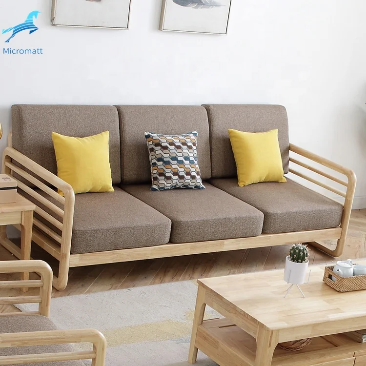 Factory Direct Sale Japanese Style Furniture Living Room Natural Wood Color 3 seaters Living Room Sofa