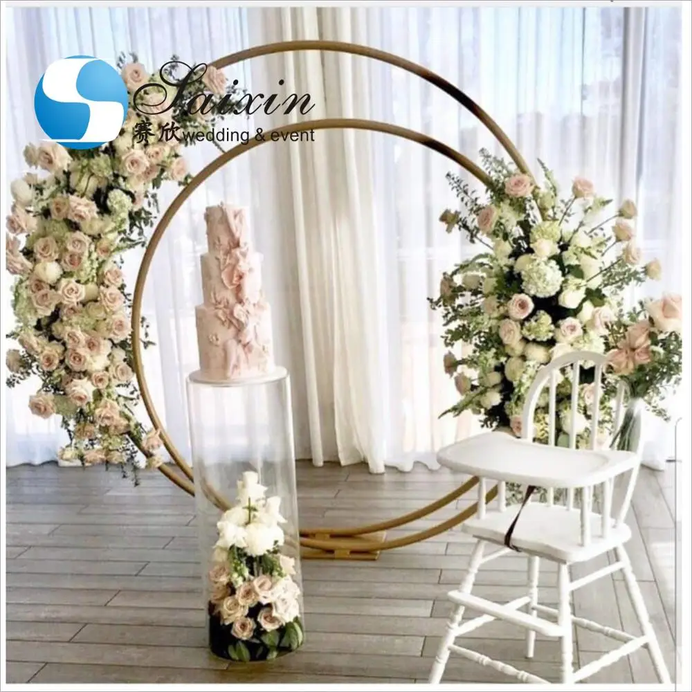 ZT-354B Customized size large round circle metal flower hoop floor stand for wedding backdrop