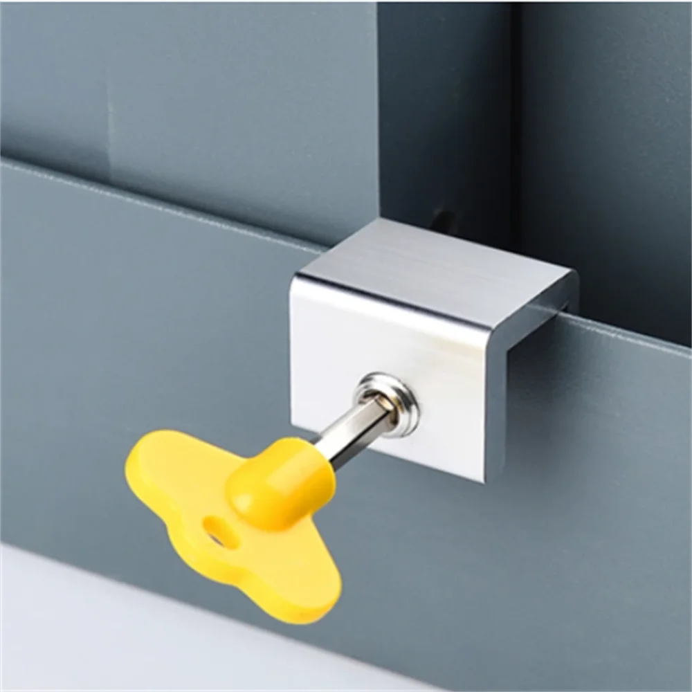 Security Glass Child Proof Home Safety Door Stopper Adjustable Aluminum Double Locks with Key Kid Children Guards Window Lock