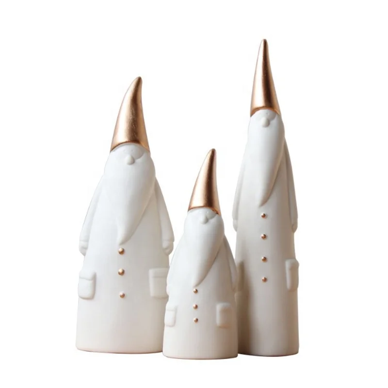 Nordic style gold and white ceramic Christmas Santa for home decoration
