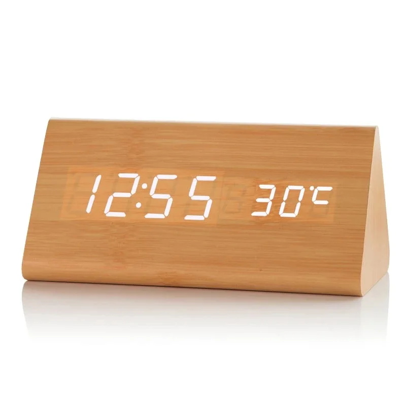 factory direct bedside desk calendar digital wooden led alarm desk clock radio alarm clock speaker hotel alarm clock radio