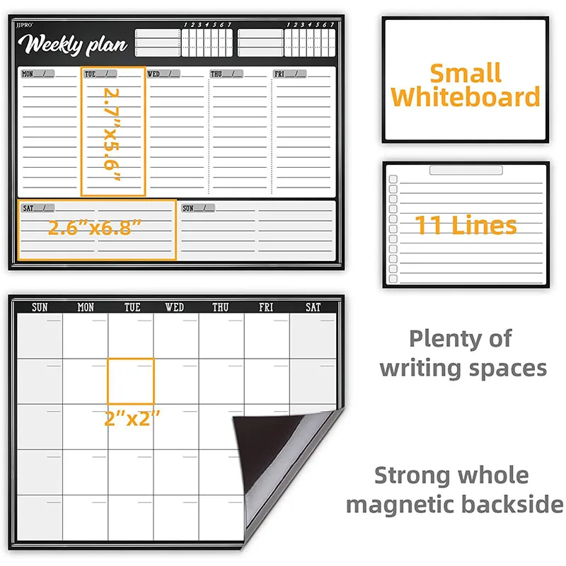 Magnetic monthly planner whiteboard Dry Erase Large Magnetic Calendar, Grocery Organizer for Menu Kitchen Refrigerator,NFC tag
