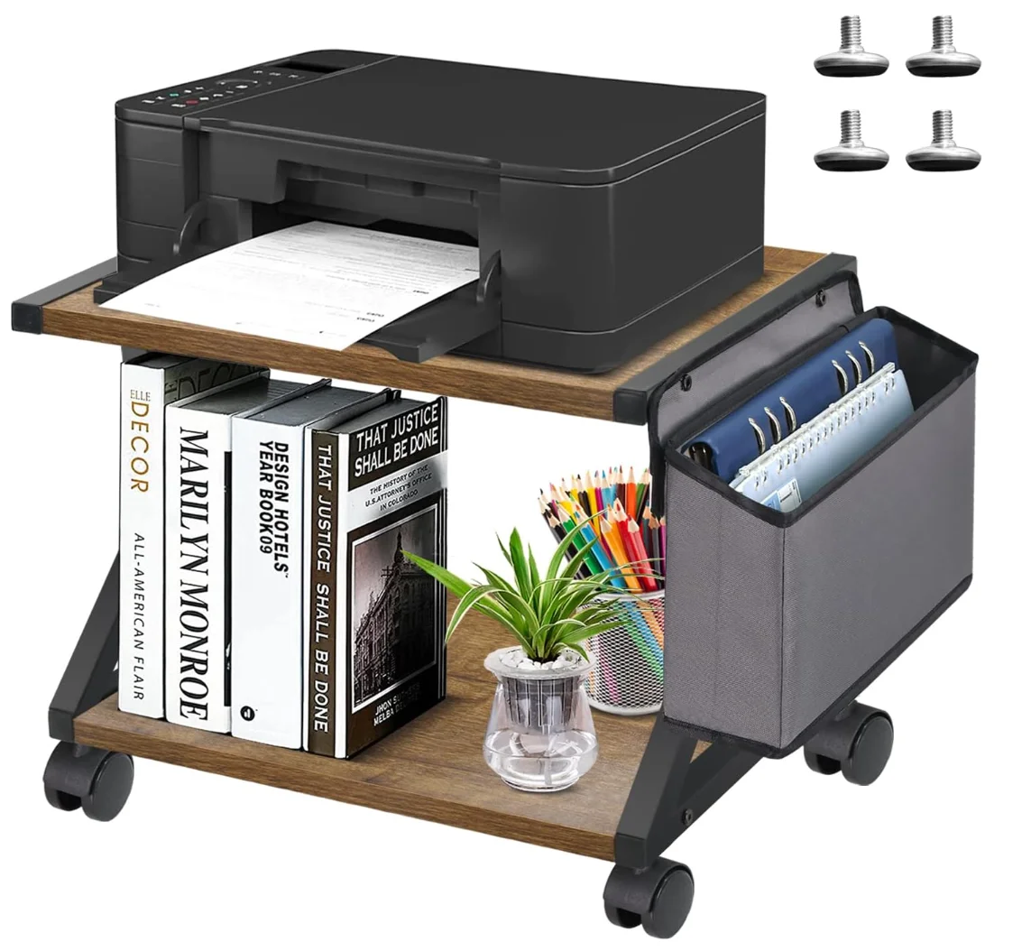 Настольная подставка для принтера с полкой хранения двухуровневый стол настольного под полку офисных принадлежностей 