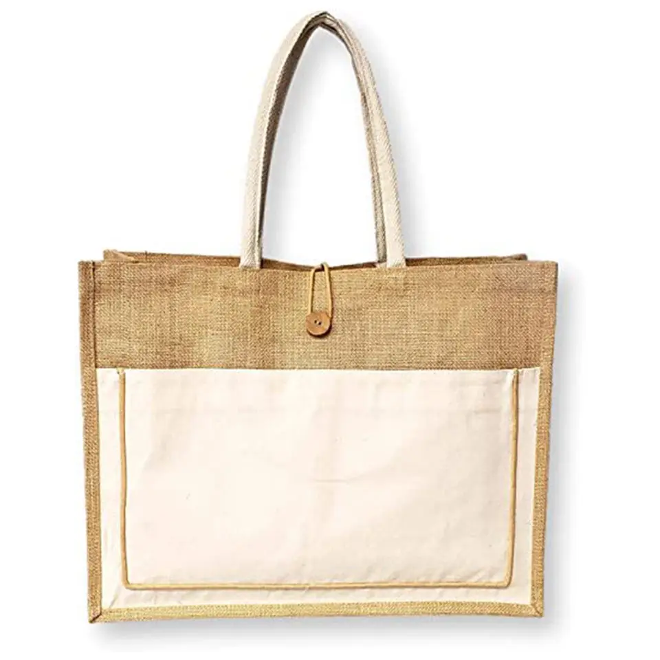 JIAHE Custom Personalization Shopping Tote Bags Blue Sublimation Jute Bags With Button