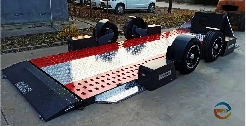 Tandem Axle Car Trailer with Adjustable Loading Ramp