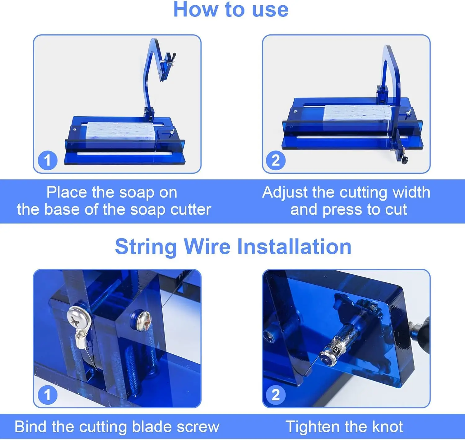 Professional Soap Cutter with Wire Adjustable Acrylic Cutting Tool with Size Scale Single Wire Slicer for Handmade Soap Loaf