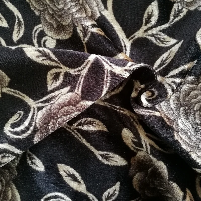 Factory price Zambia style 100% polyester Knitted Velvet Fabric Printed