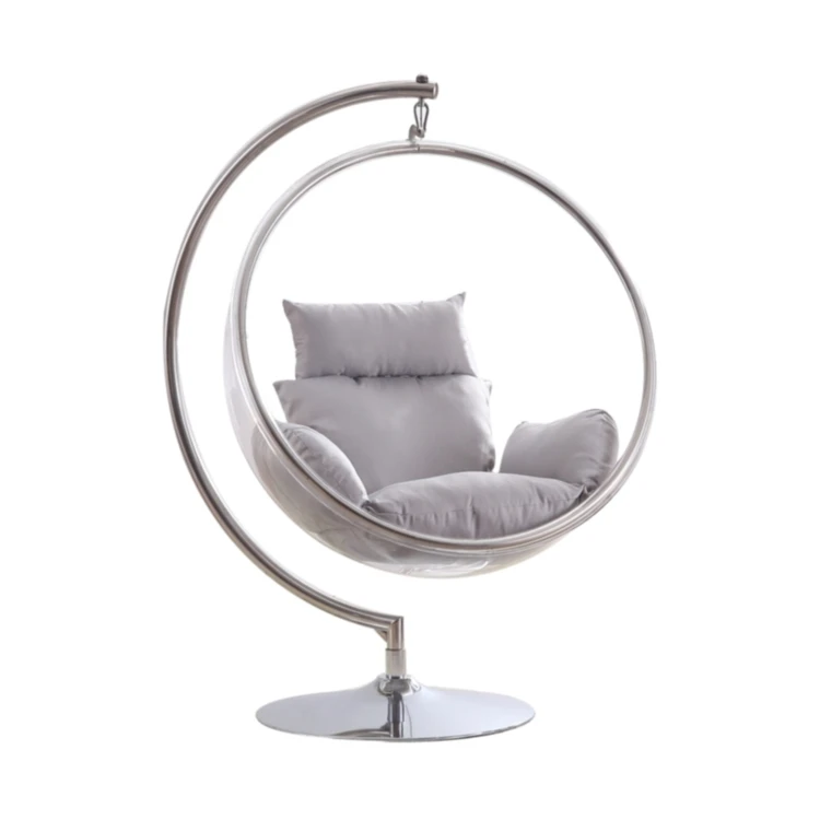 
Hot sell clear hanging chairs swing acrylic bubble chair with floor stand for living room garden 