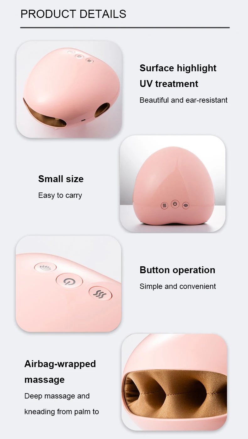 Multi-function Electric Kneading Finger Device Mini Air Compression Hand Massager with Heat