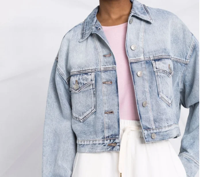 LILUO 2022  Special treatment snow wash vintage  style casual streetwear designers women denim jacket