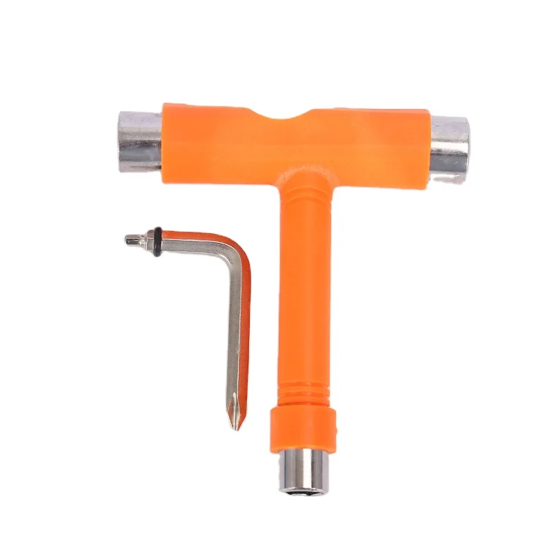 All-in-One Skate Tools Portable Skateboard T Tool Accessory with T-Type Allen Key and L-Type Phillips Head Wrench Screwdriver