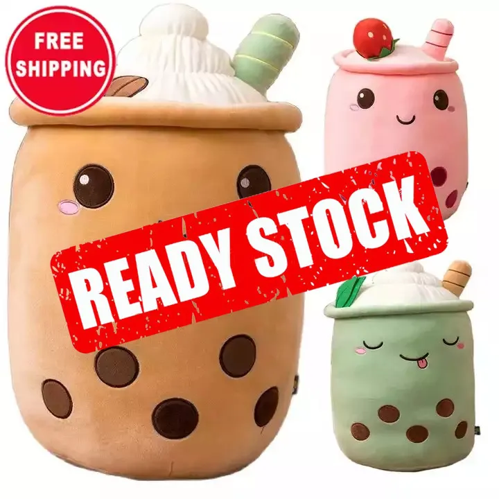 Cute Boba Milk Tea Plushie Toy Soft Stuffed Apple Pink Strawberry Taste Milk Tea Hug Pillow Balls Bubo Tea Cup Cushion