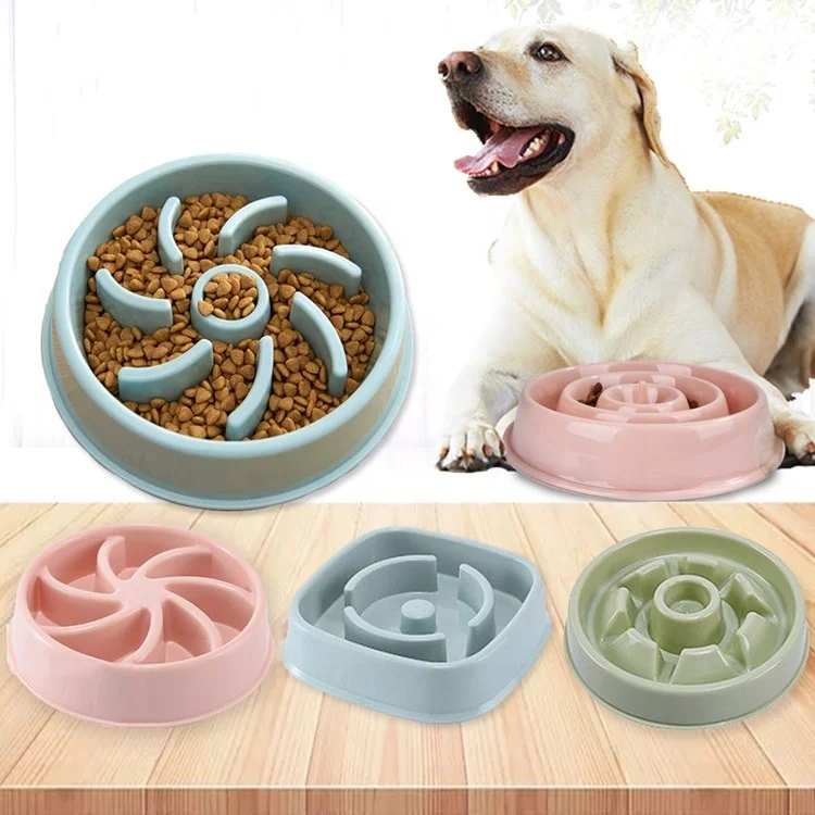 Factory Wholesale Pet Supplies Food Grade Plastic Dog Cat Food Bowl Anti Choking Slow Food Dog Bowl